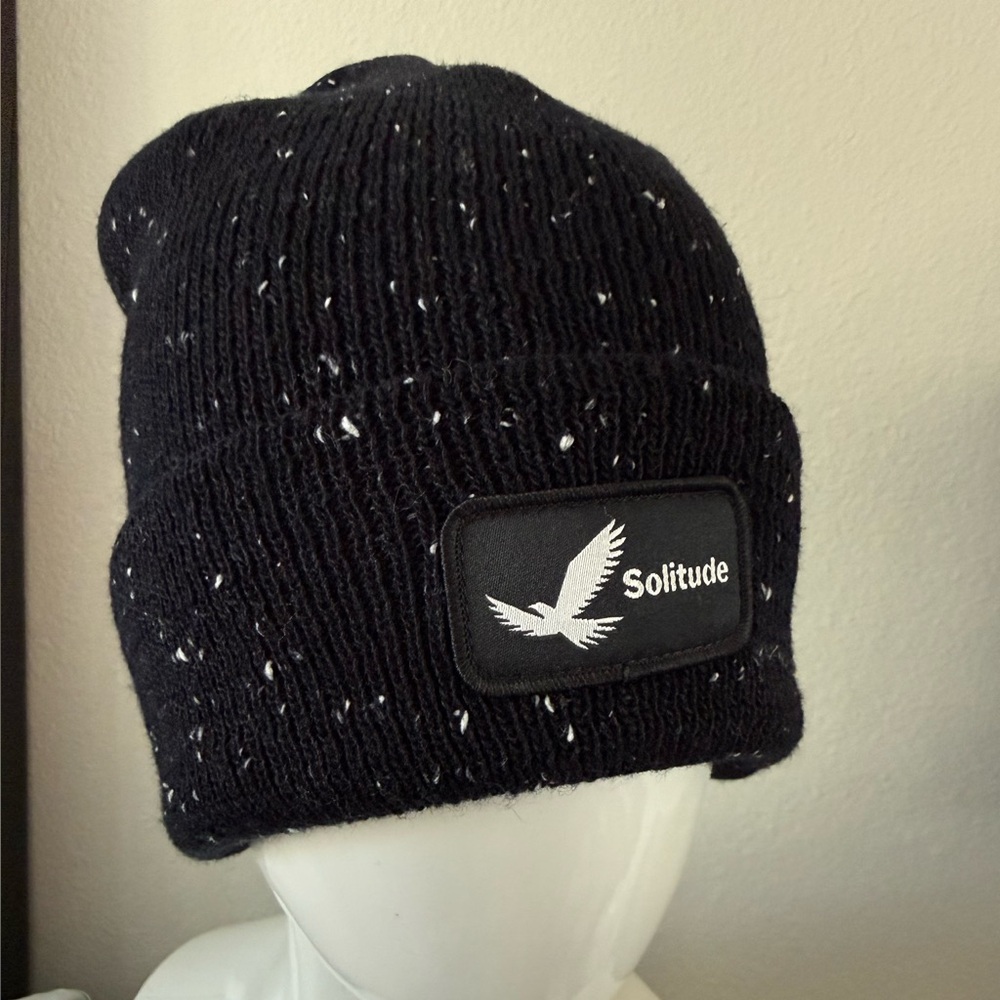 Solitude Black Speckled Knit Beanie